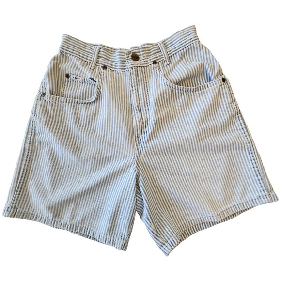 chic Pants - VTG 80s Chic High Rise Pinstriped Cotton Denim Shorts | 24" Waist